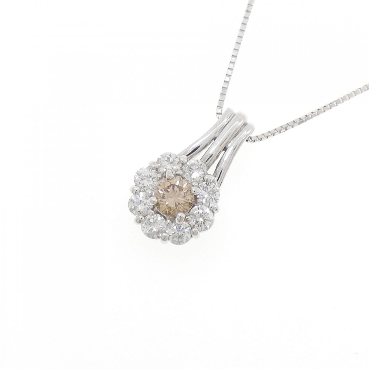 K18WG flower Diamond necklace 0.27CT