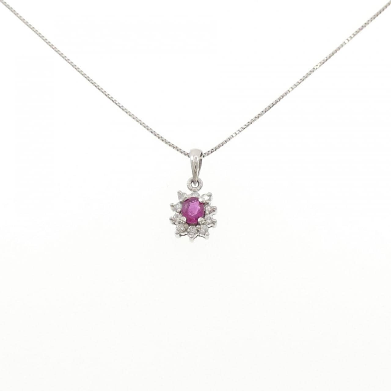 PT900/PT850 ルビー ネックレス 0.21CT