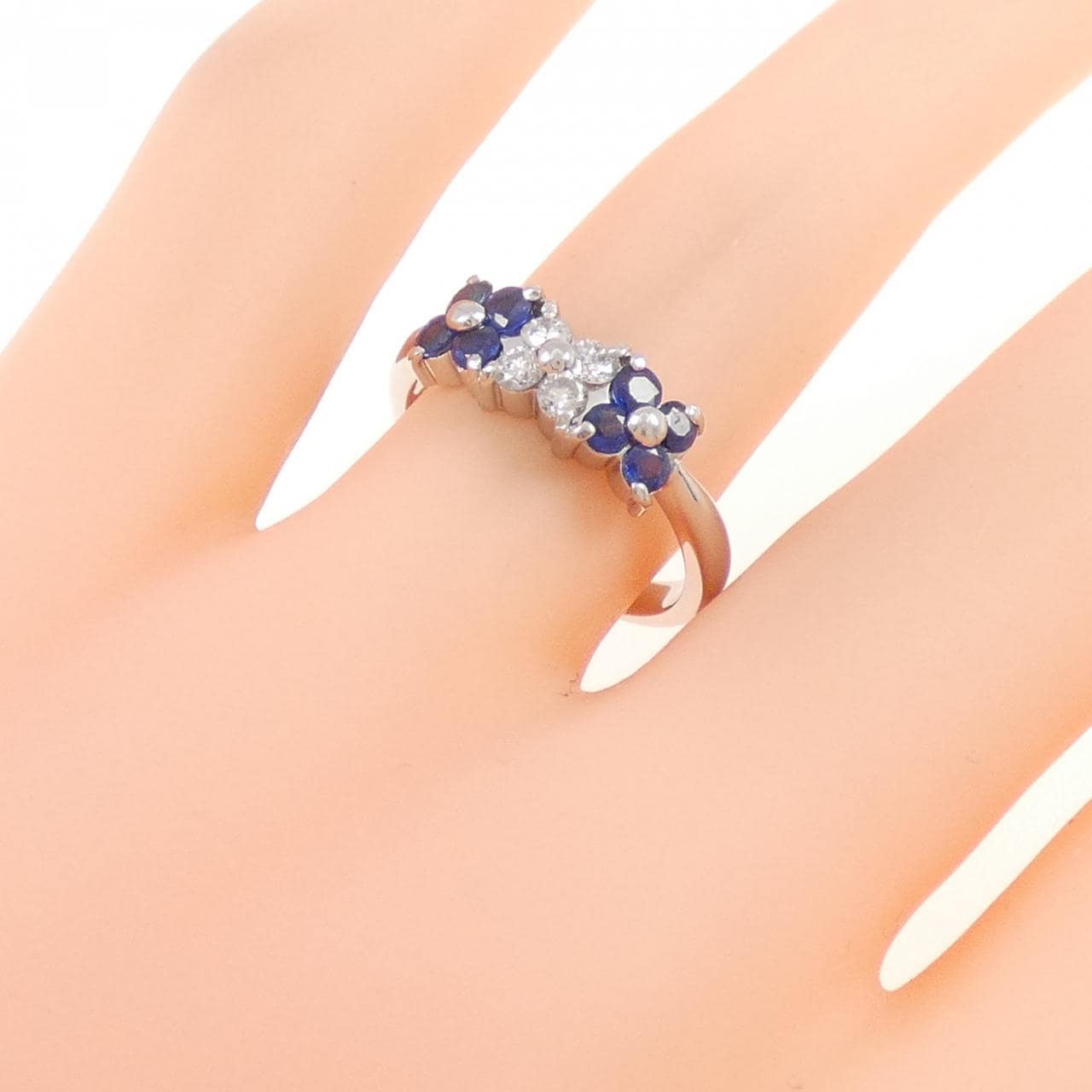 PT900 フラワー サファイヤ リング 0.50CT