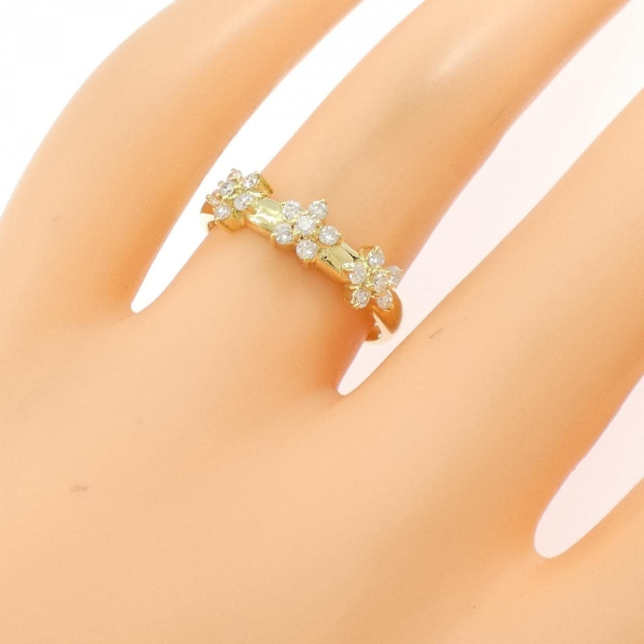 K18YG フラワー ダイヤモンド リング 0.30CT