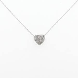 PT900/PT850 ハート パヴェ ダイヤモンド ネックレス 0.3CT