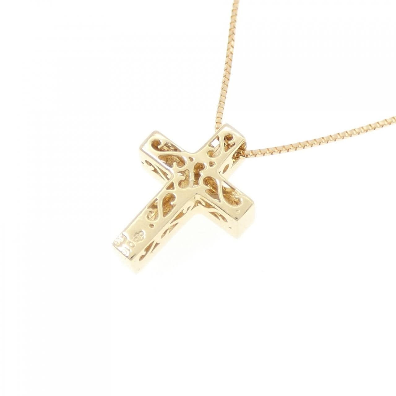 K18YG クロス ダイヤモンド ネックレス 0.16CT