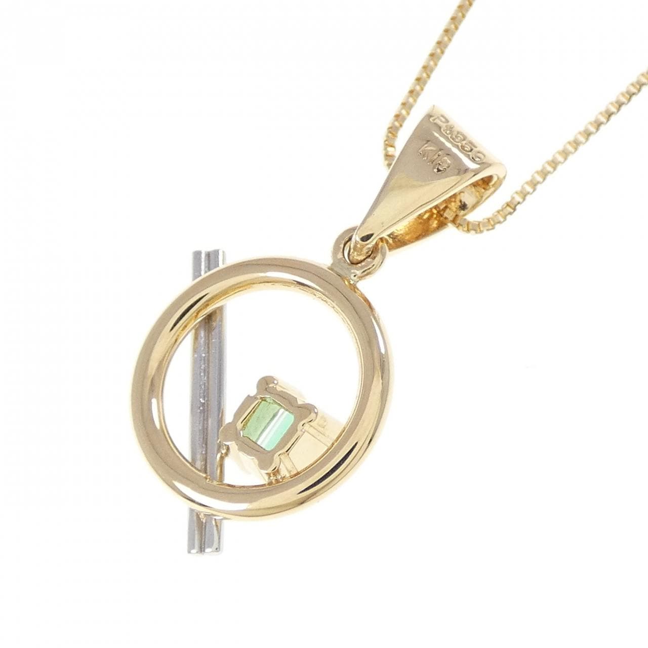 K18YG/PT950 エメラルド ネックレス
