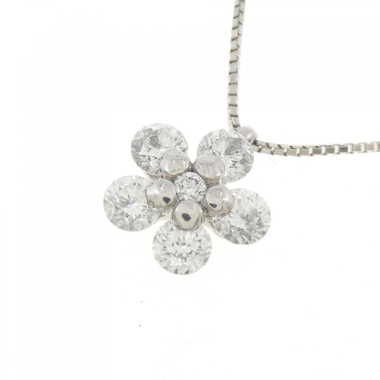 PT900/PT850 フラワー ダイヤモンド ネックレス 1.00CT