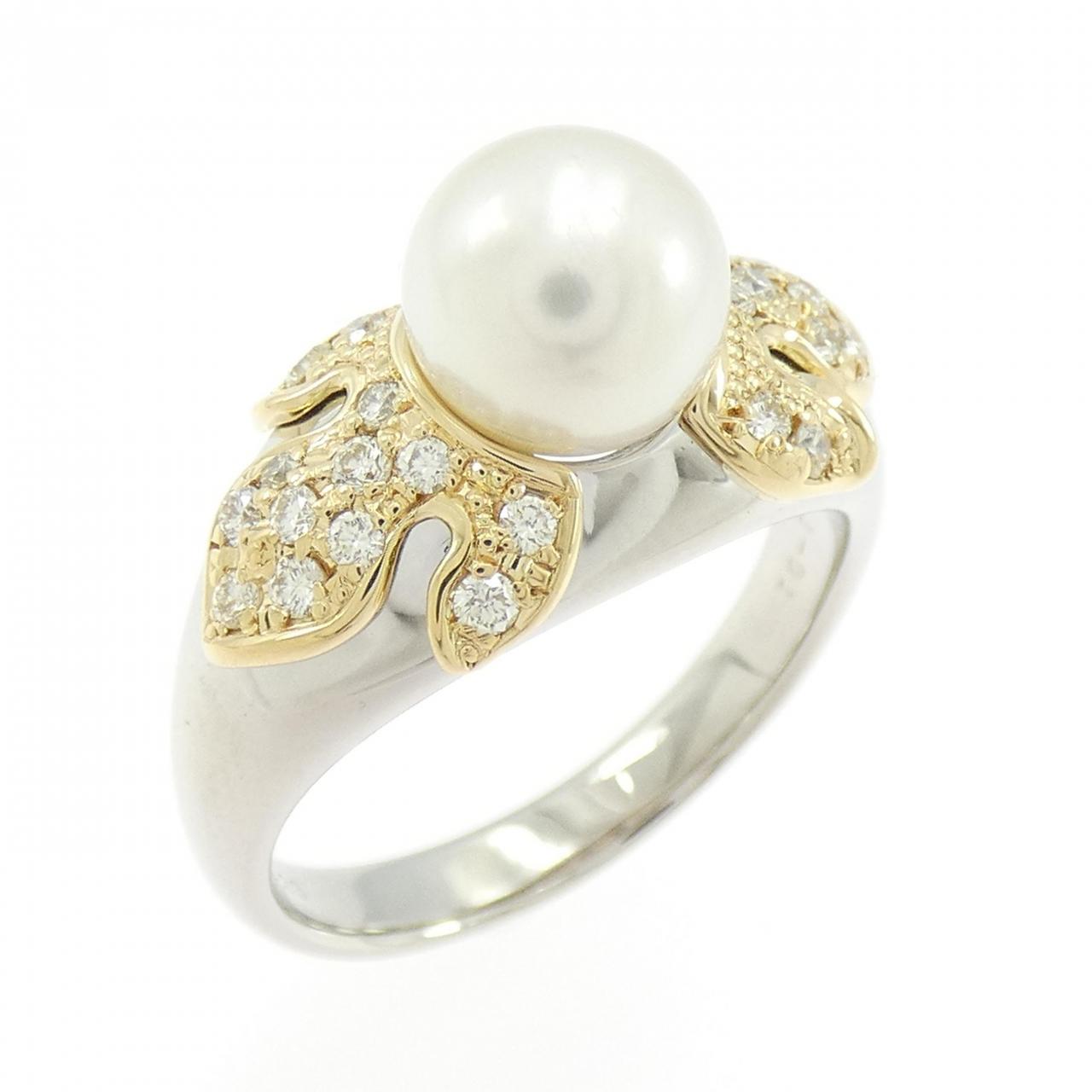 K18YG/PT900 Akoya珍珠戒指 7.5 毫米