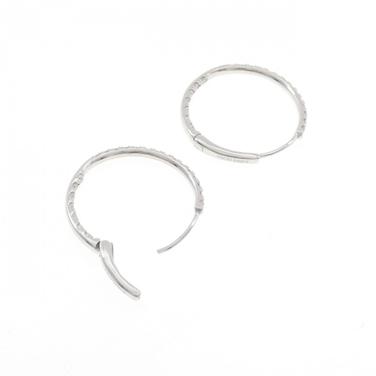 K18WG フープ ダイヤモンド ピアス 0.50CT