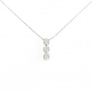 K18WG スリーストーン ダイヤモンド ネックレス 0.25CT