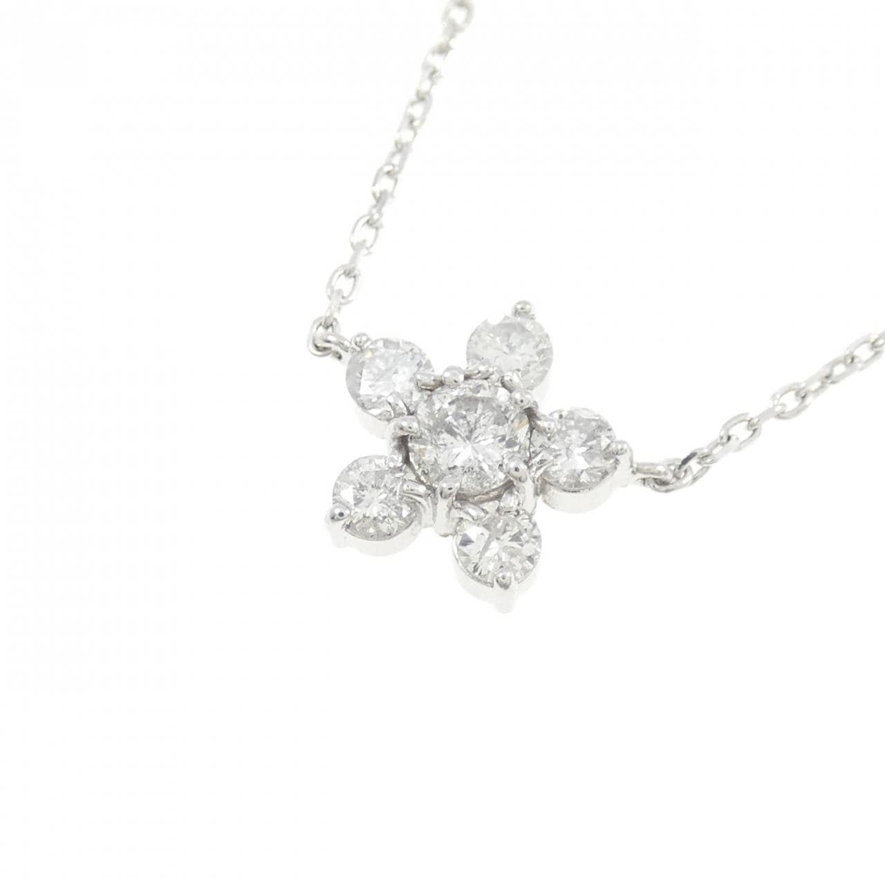 PT900/PT850 フラワー ダイヤモンド ネックレス 0.25CT