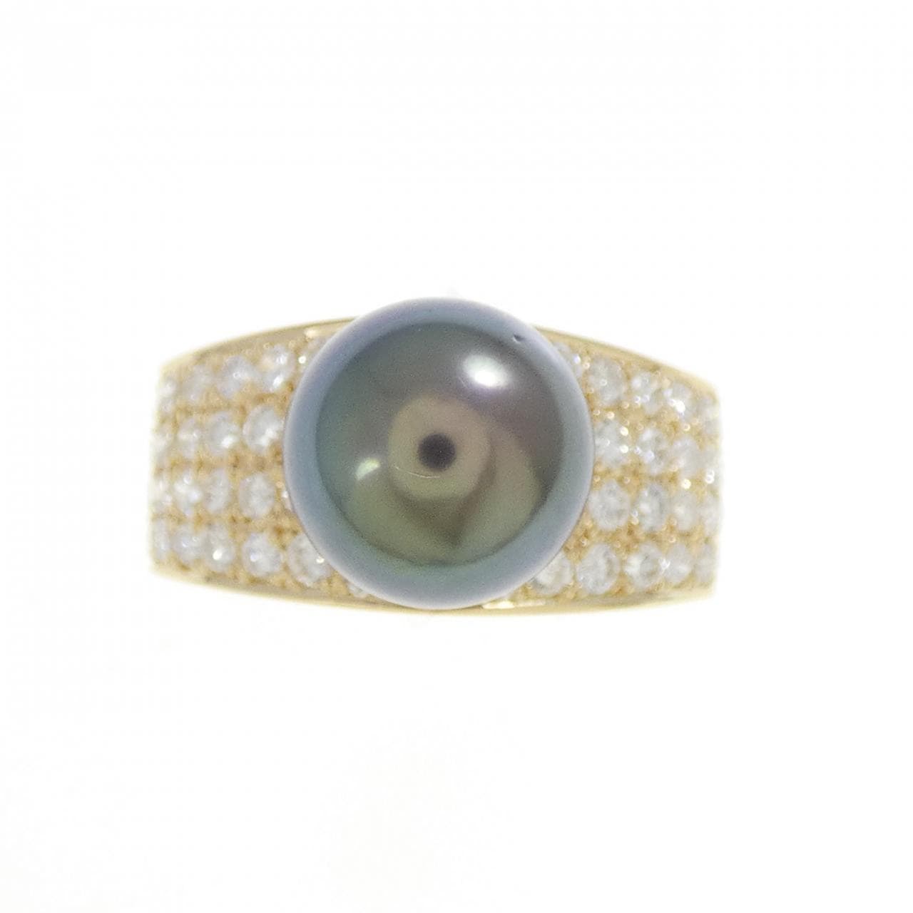 K18YG 黒蝶パール リング 9.7mm