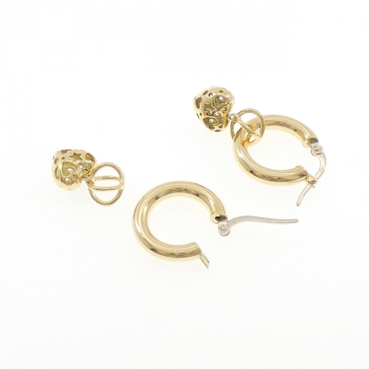 K18YG/750YG ハート ダイヤモンド ピアス 0.60CT