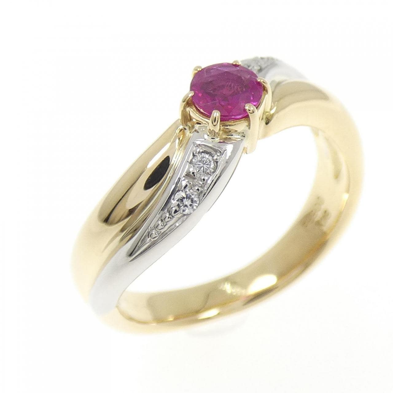 K18YG/PT900 ルビー リング 0.21CT