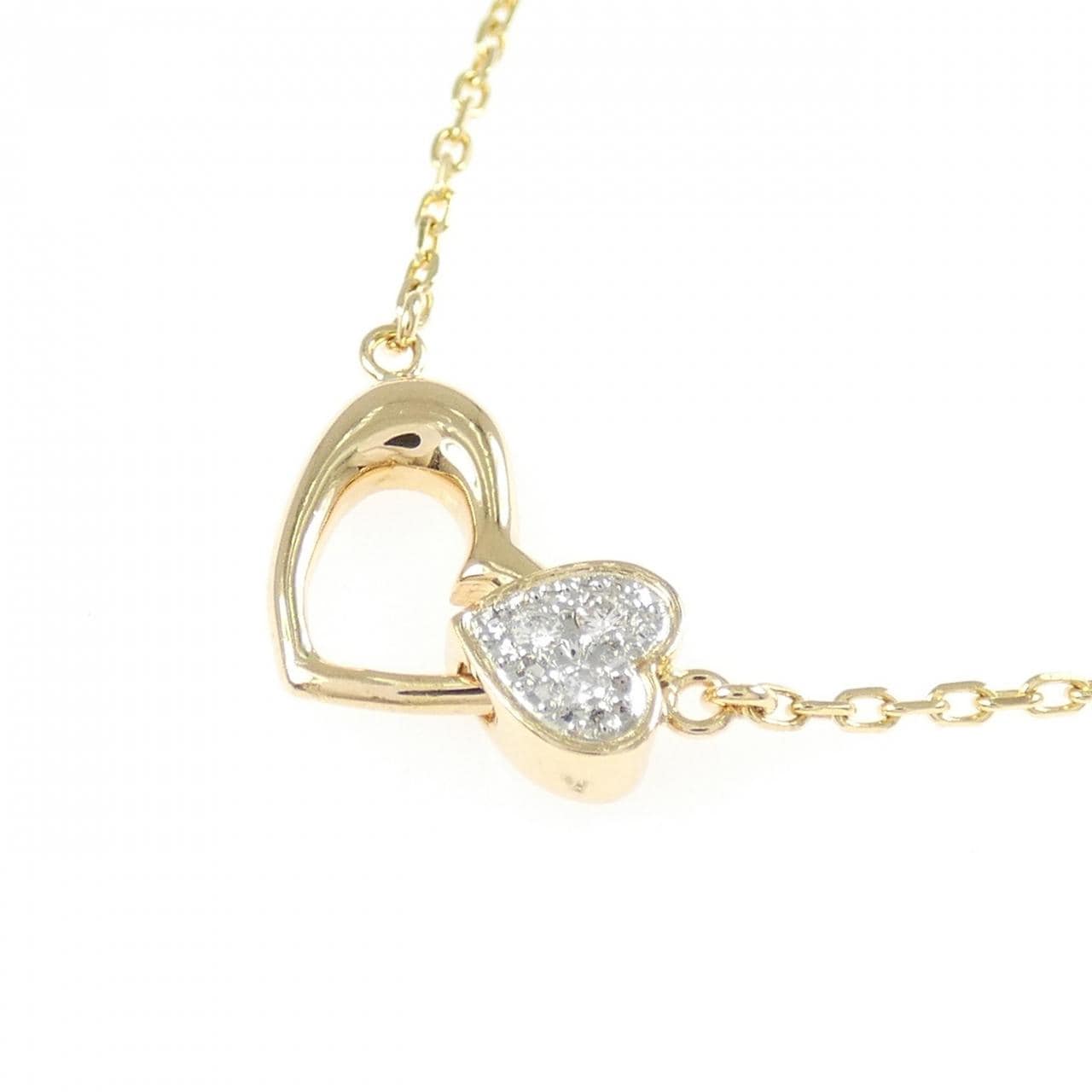 K18YG/PT ハート ダイヤモンド ネックレス 0.03CT