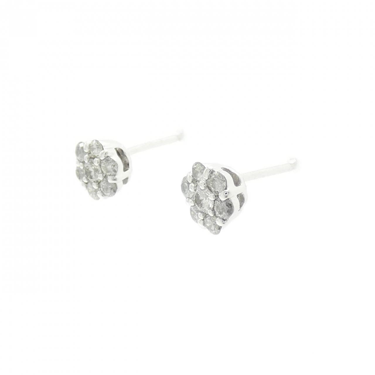 K18WG フラワー ダイヤモンド ピアス 0.40CT
