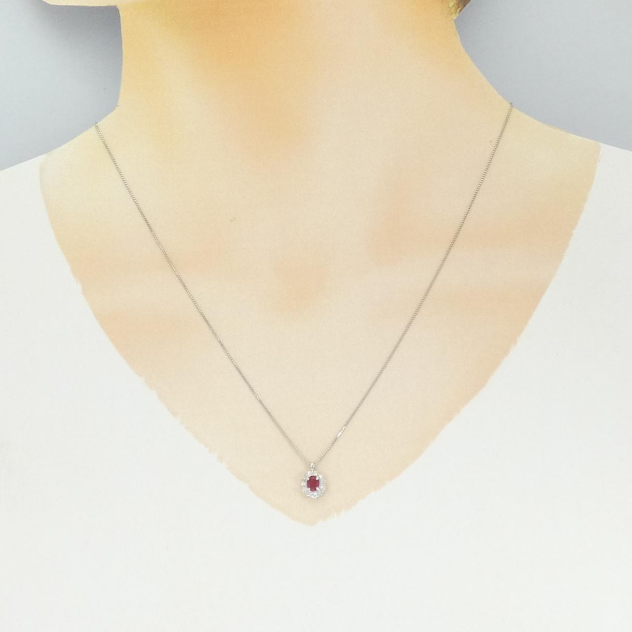 PT900/PT850 ルビー ネックレス 0.33CT
