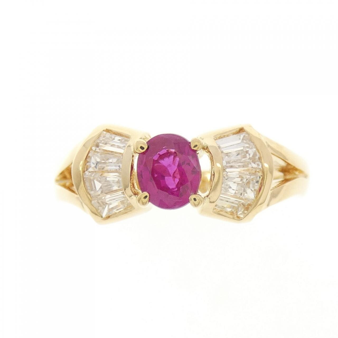 K18YG ルビー リング 0.46CT