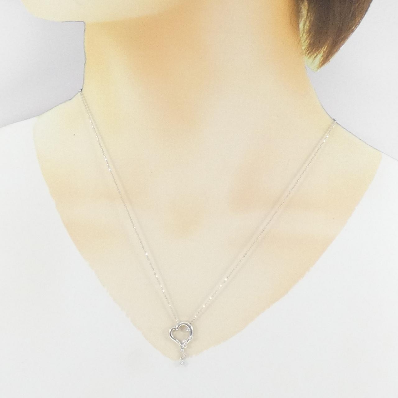 K18WG ハート ダイヤモンド ネックレス 0.15CT