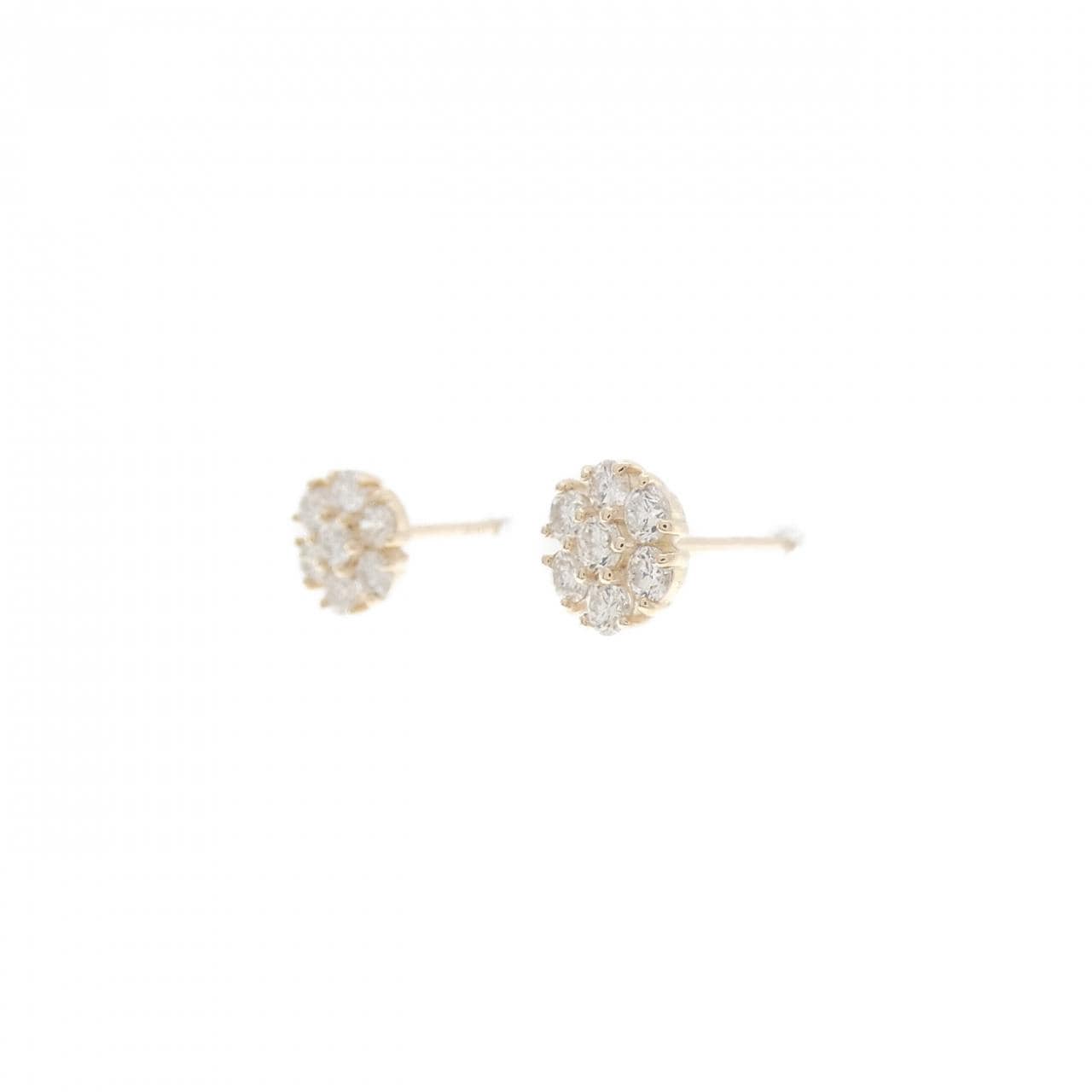【リメイク】K10YG フラワー ダイヤモンド ピアス 0.30CT