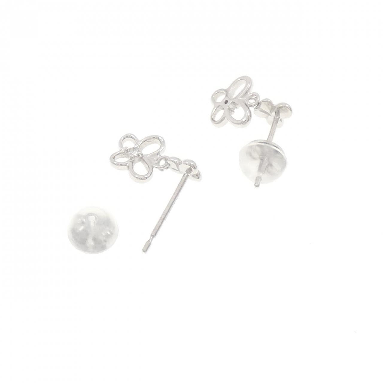 K18WG バタフライ ダイヤモンド ピアス 0.02CT