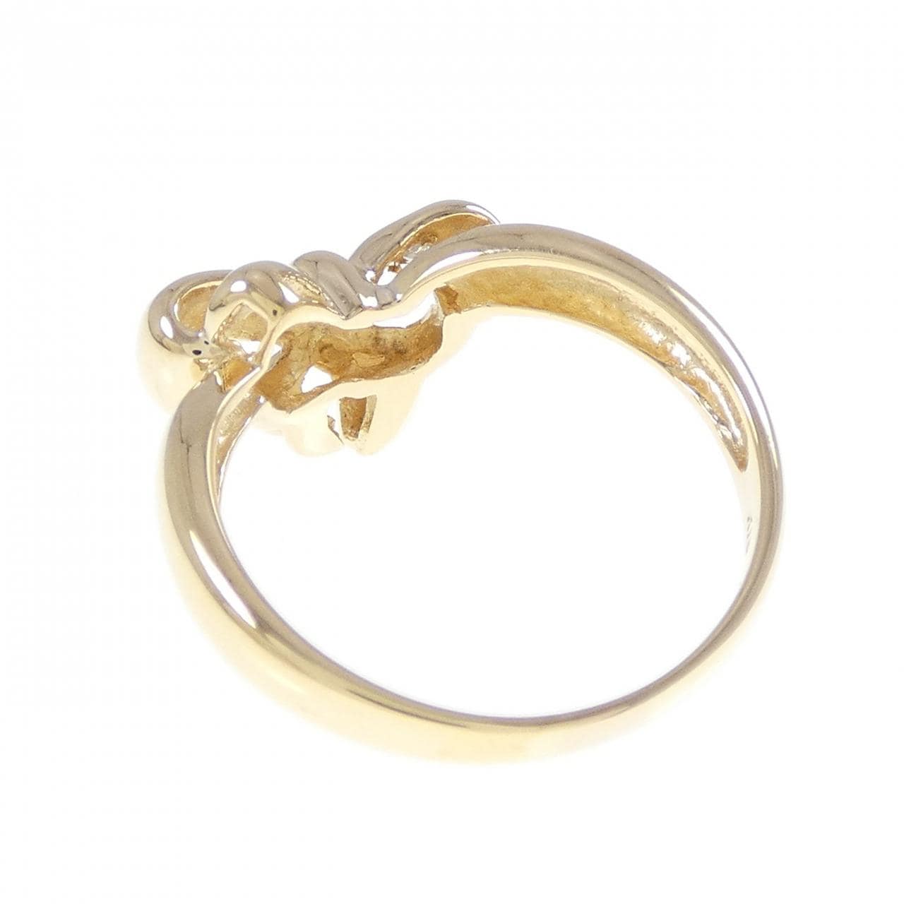 K18YG リボン ダイヤモンド リング 0.03CT