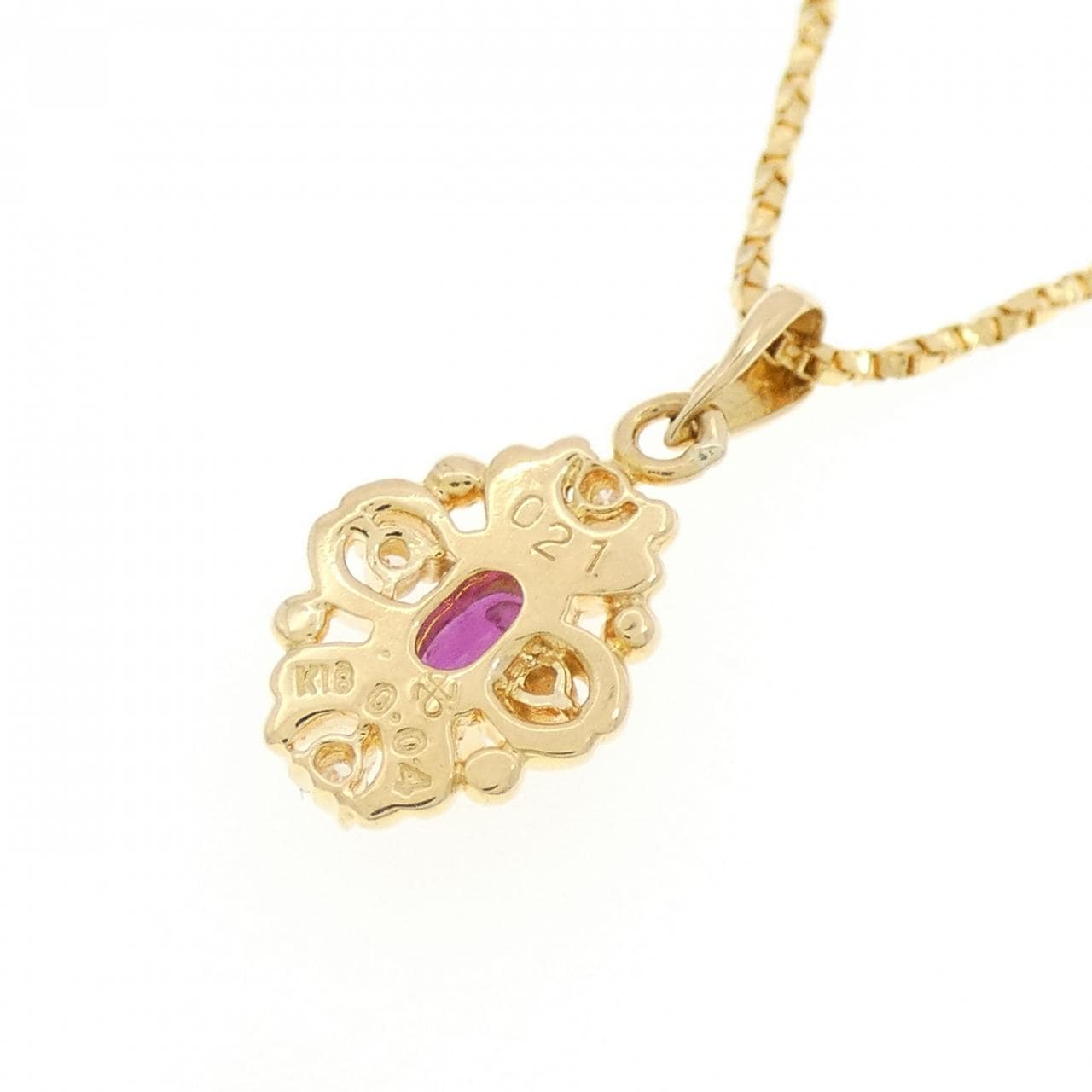 K18YG ruby necklace 0.21CT