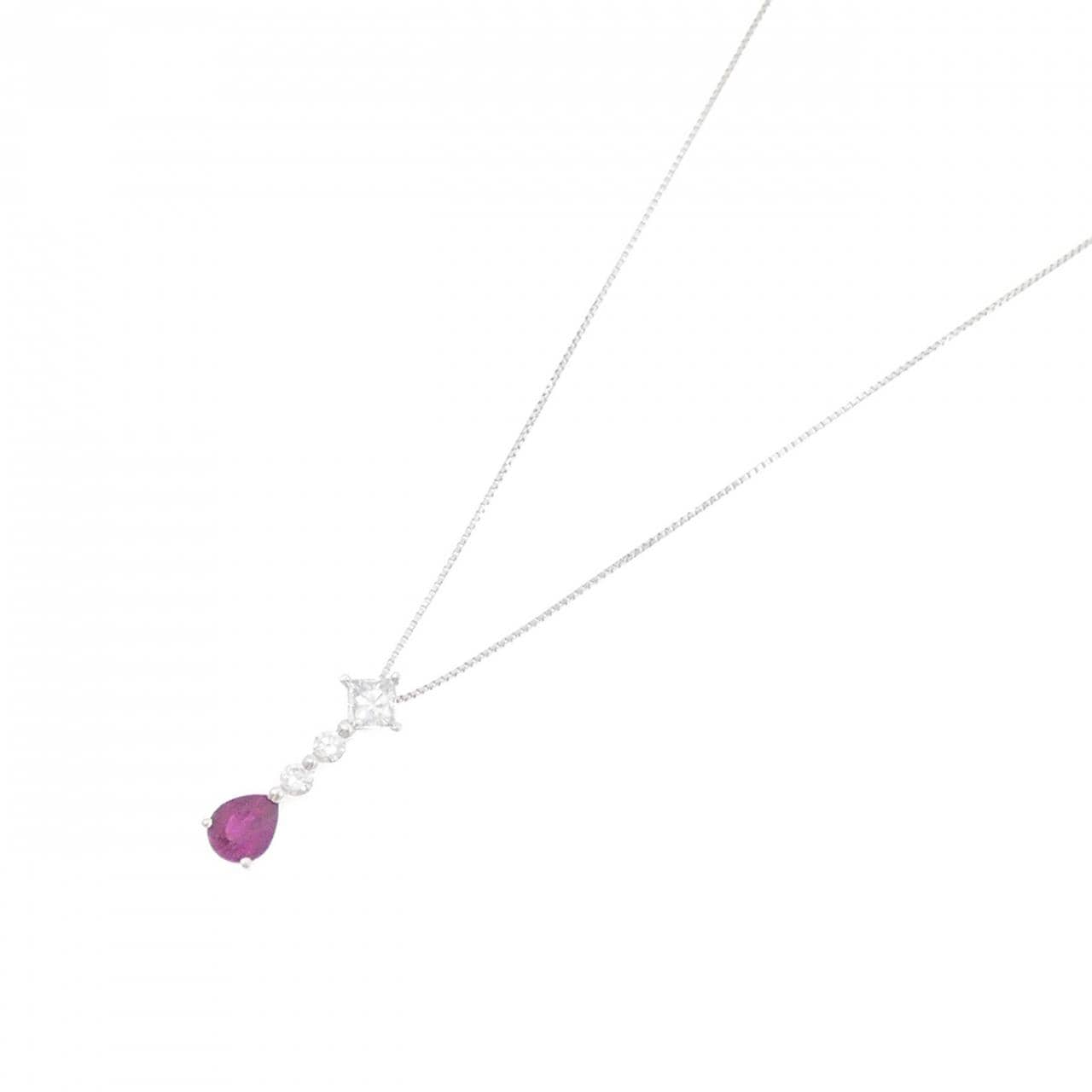 PT900/PT850 ルビー ネックレス 0.56CT