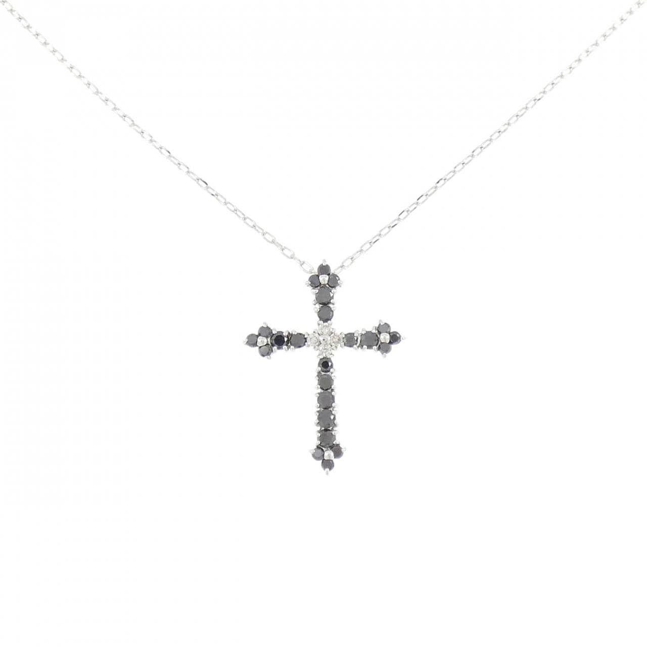 K10WG クロス ダイヤモンド ネックレス 0.04CT