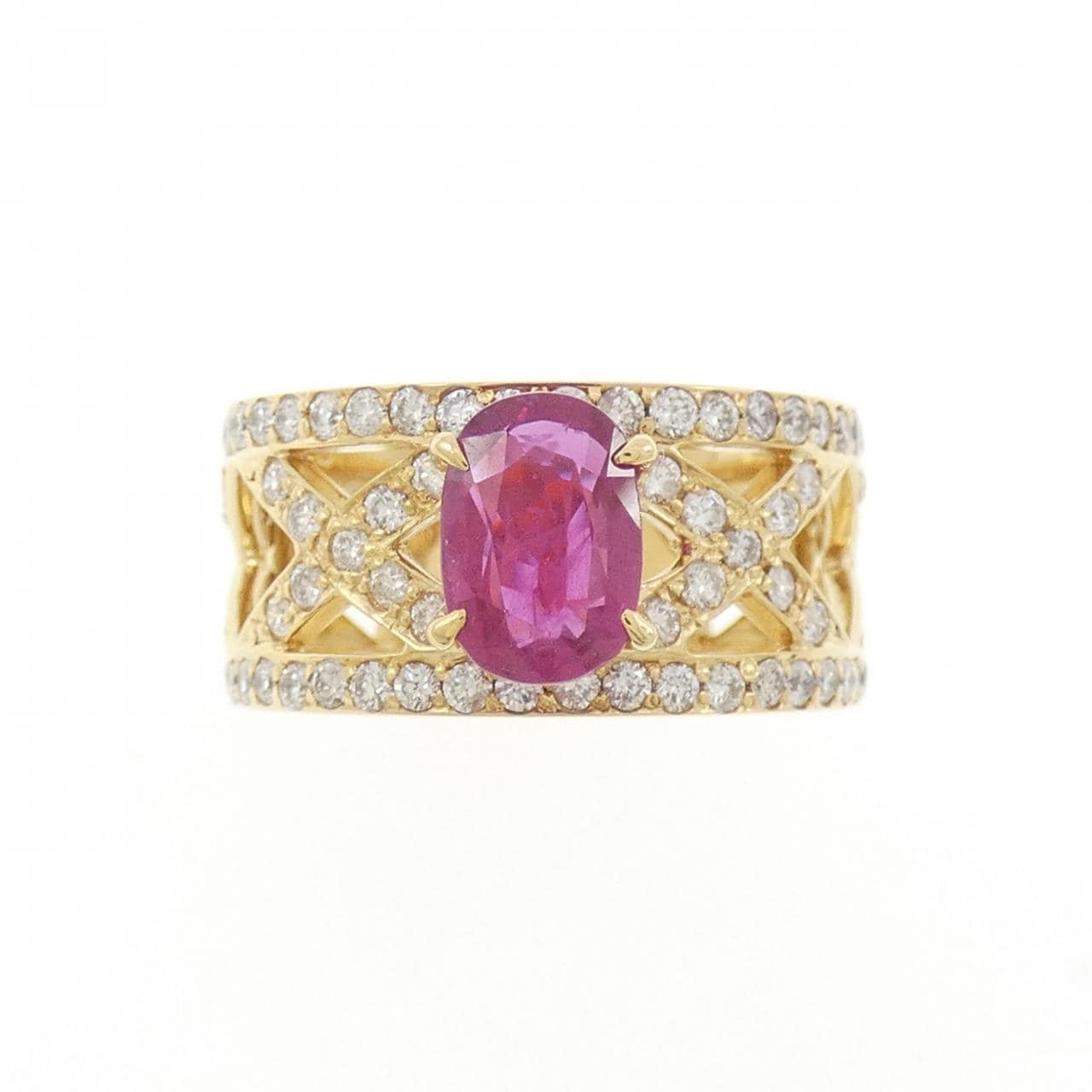 K18YG ルビー リング 1.35CT
