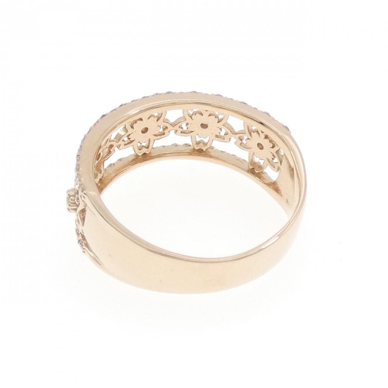 K18PG フラワー ダイヤモンド リング 0.33CT