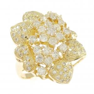 K18YG フラワー ダイヤモンド リング 1.64CT