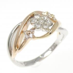 K10スリーカラー フラワー ダイヤモンド リング 0.25CT