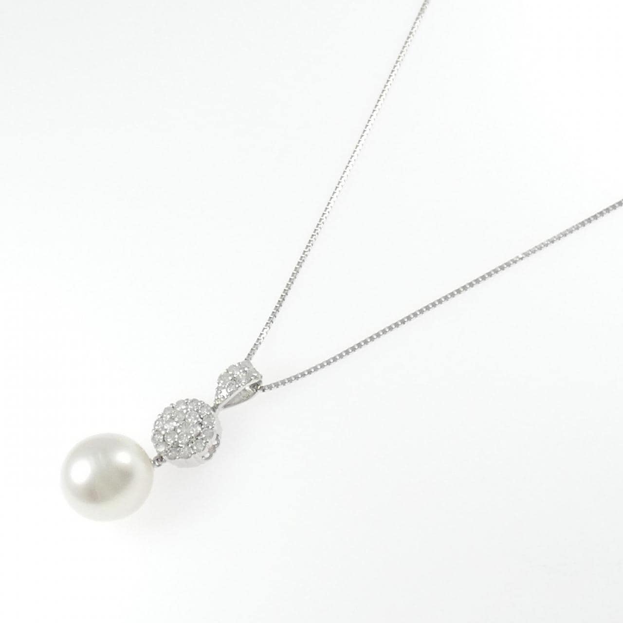 K18WG 白蝶パール ネックレス 13.5mm