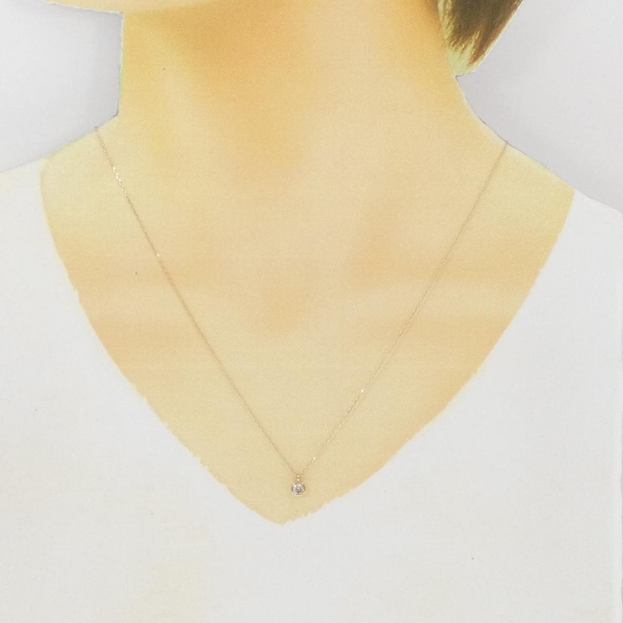 K18PG ソリティア ダイヤモンド ネックレス 0.18CT