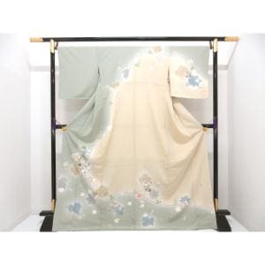 【未使用品】訪問着　友禅加工ボカシ染　刺繍入り