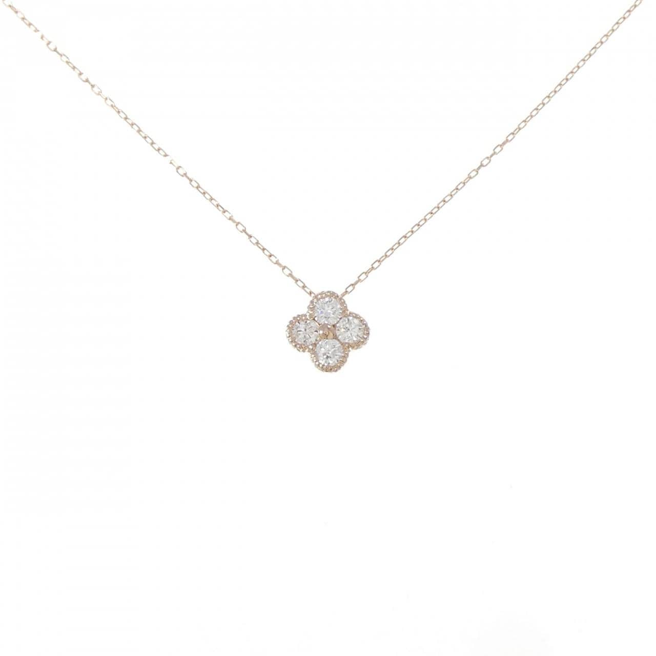 K18PG フラワー ダイヤモンド ネックレス 0.20CT