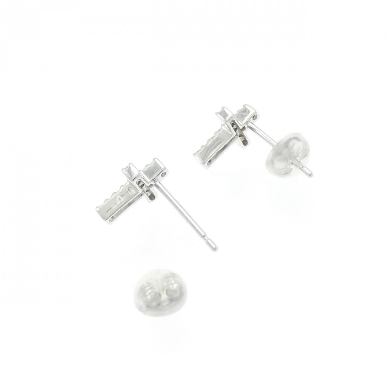 K18WG クロス ダイヤモンド ピアス 0.12CT