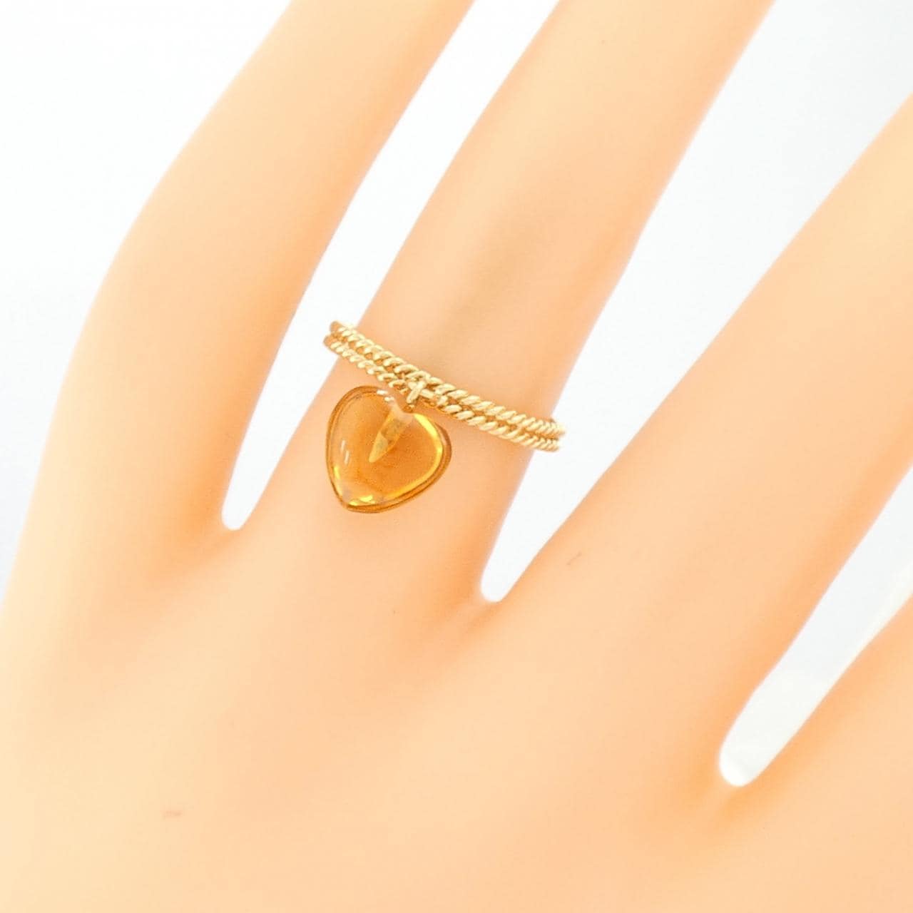 K18YG heart citrine ring