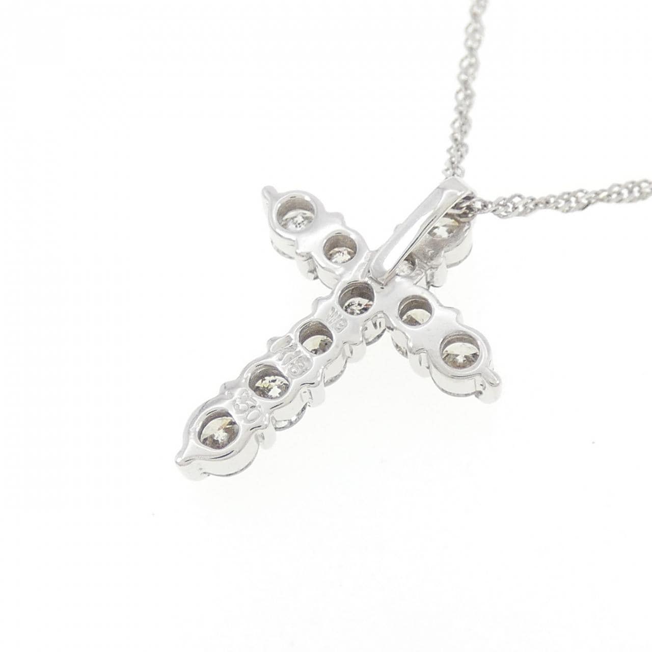 K18WG/750WG クロス ダイヤモンド ネックレス 0.50CT