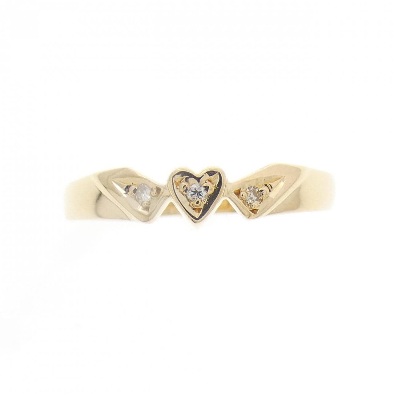 K18YG ハート ダイヤモンド リング