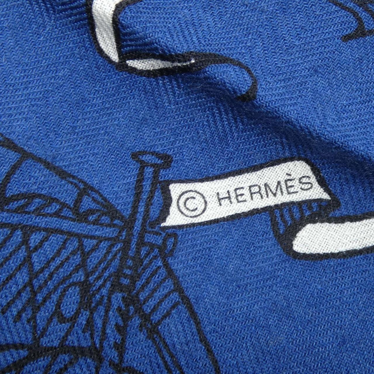 エルメス HERMES TATOUAGES MARINS BANDANA H243374S カレジェアン140 ショール