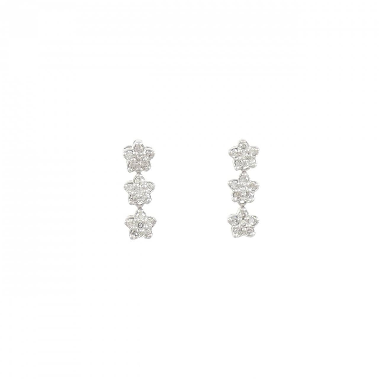 K14WG/K18WG スター ダイヤモンド ピアス 0.30CT