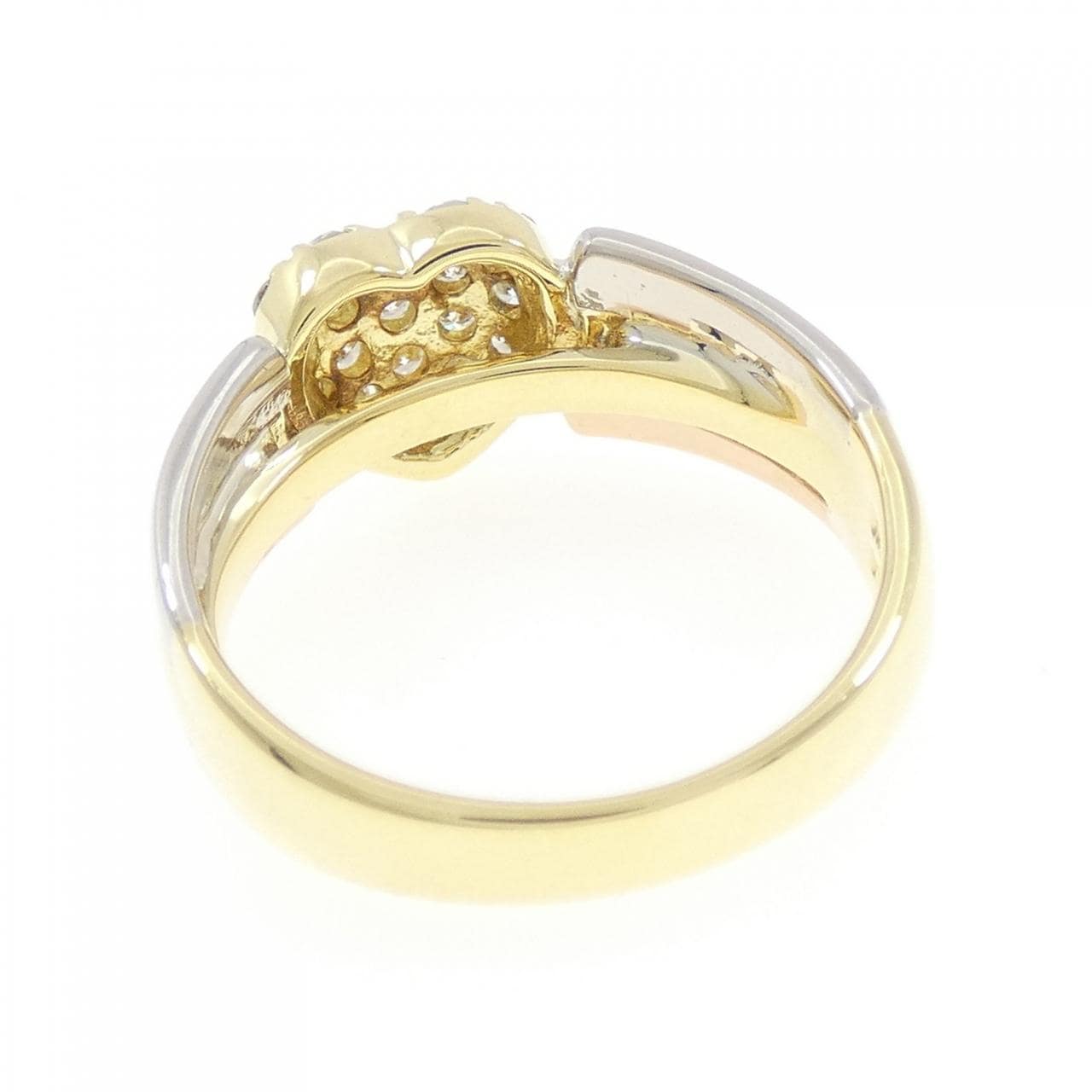 K18YG/PT/K18PG ハート パヴェ ダイヤモンド リング 0.33CT