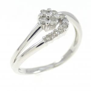 K18WG フラワー ダイヤモンド リング 0.15CT