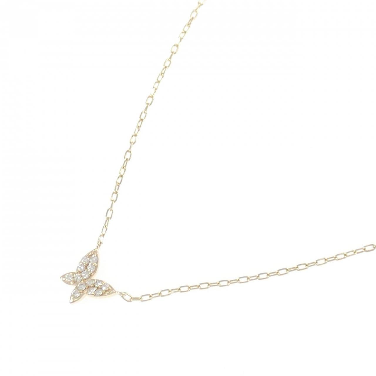 K10YG バタフライ ダイヤモンド ネックレス 0.09CT