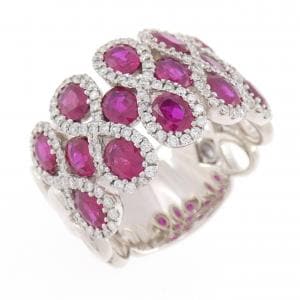 K18WG ルビー リング 3.74CT