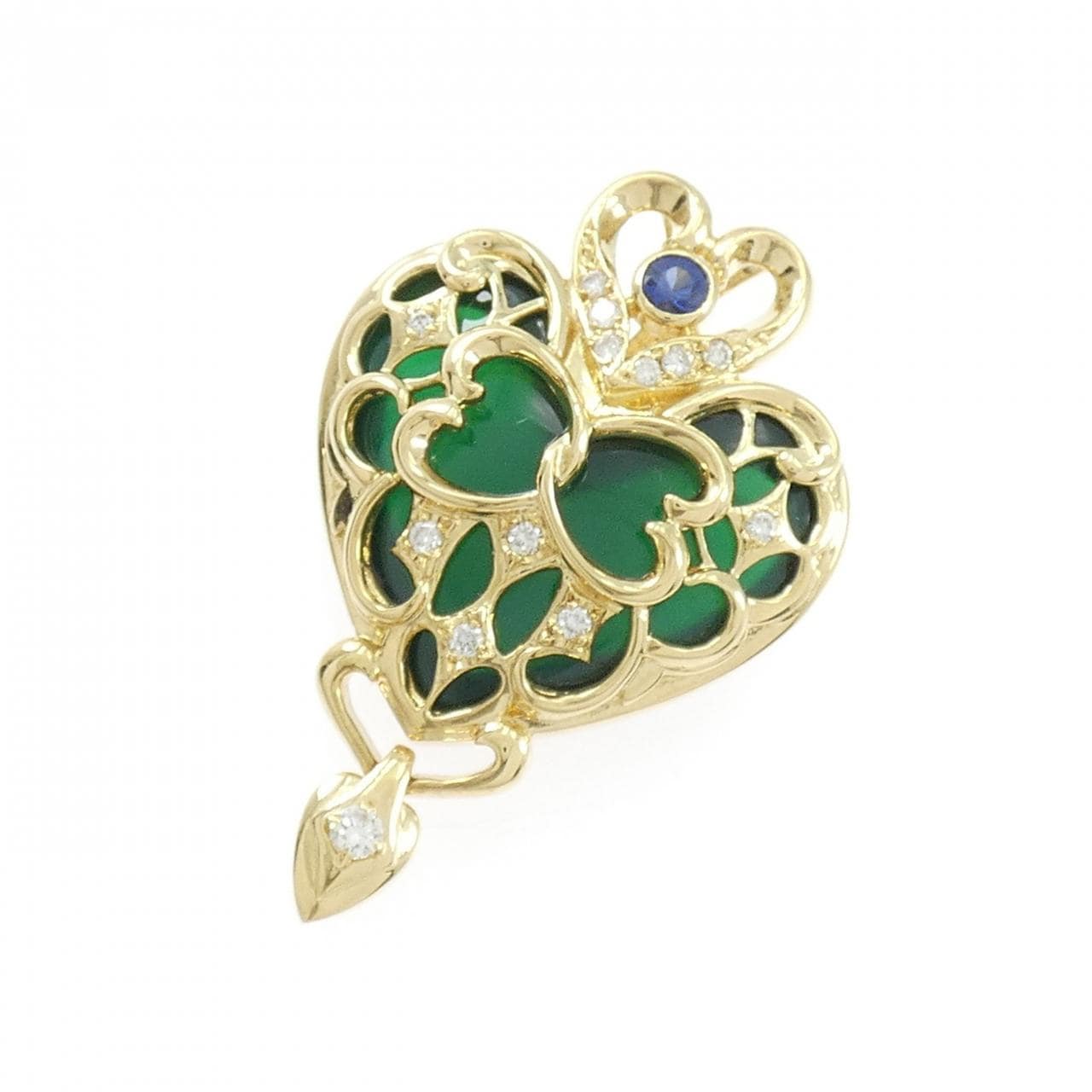 K18YG ハート カラーストーン ペンダント