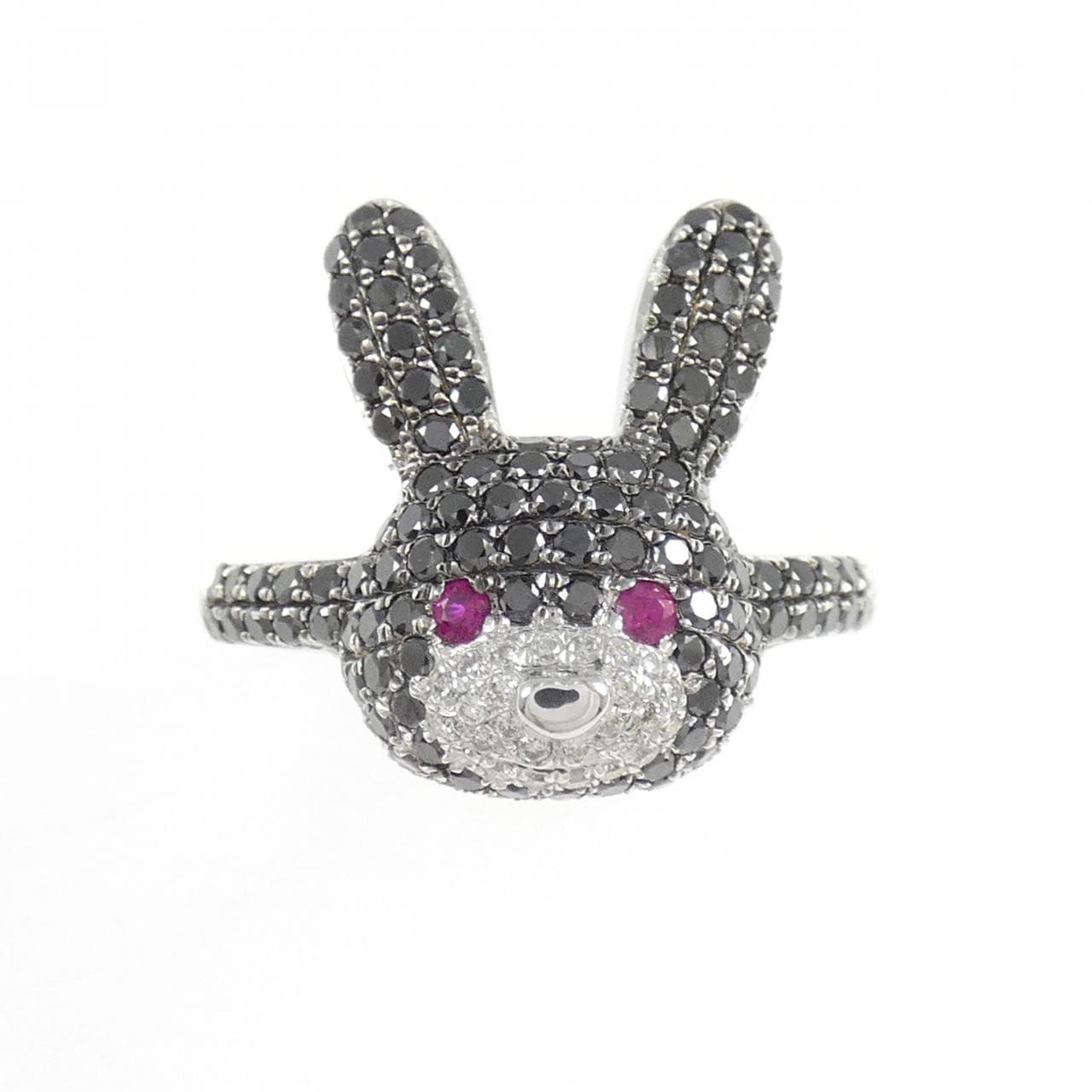18KWG ラビット ルビー リング 0.05CT