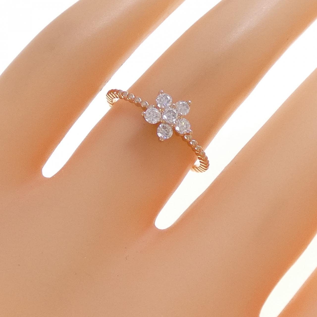 K18PG フラワー ダイヤモンド リング 0.25CT