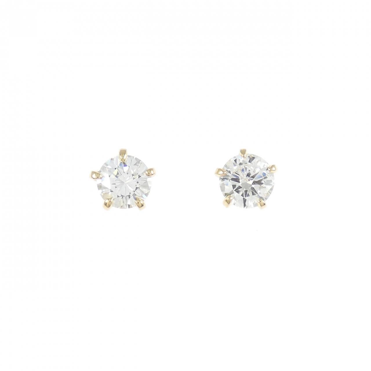 18K Yellow Gold Solitaire Diamond Earrings 0.96CT