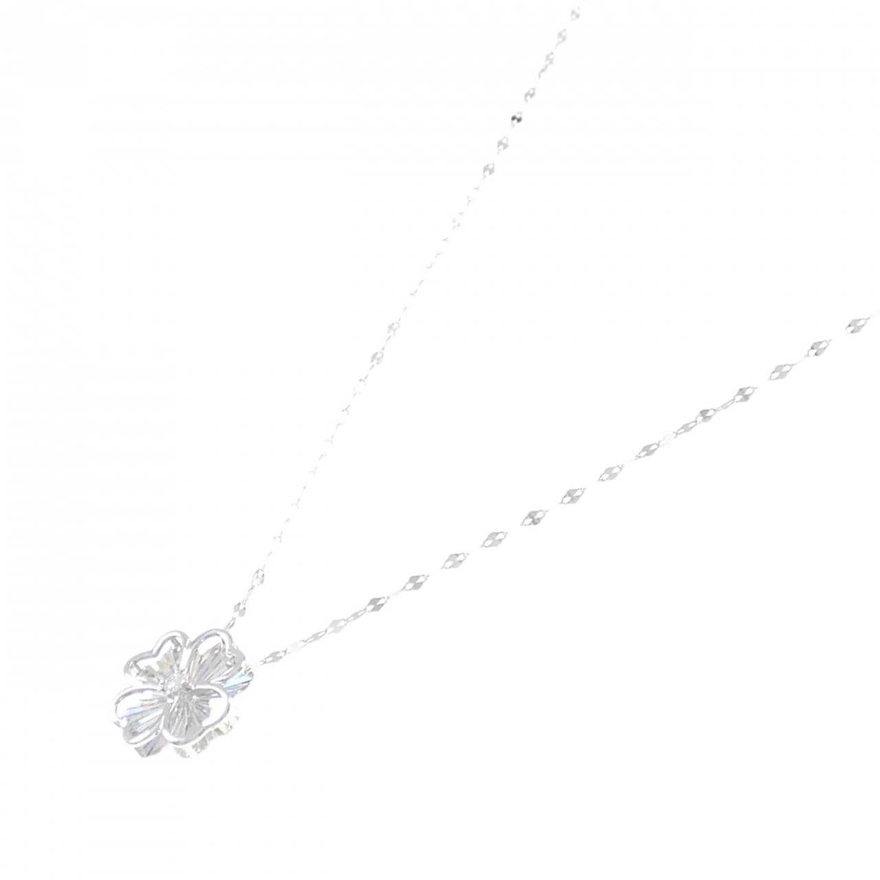 【新品】K18WG クローバー ダイヤモンド ネックレス 0.02CT