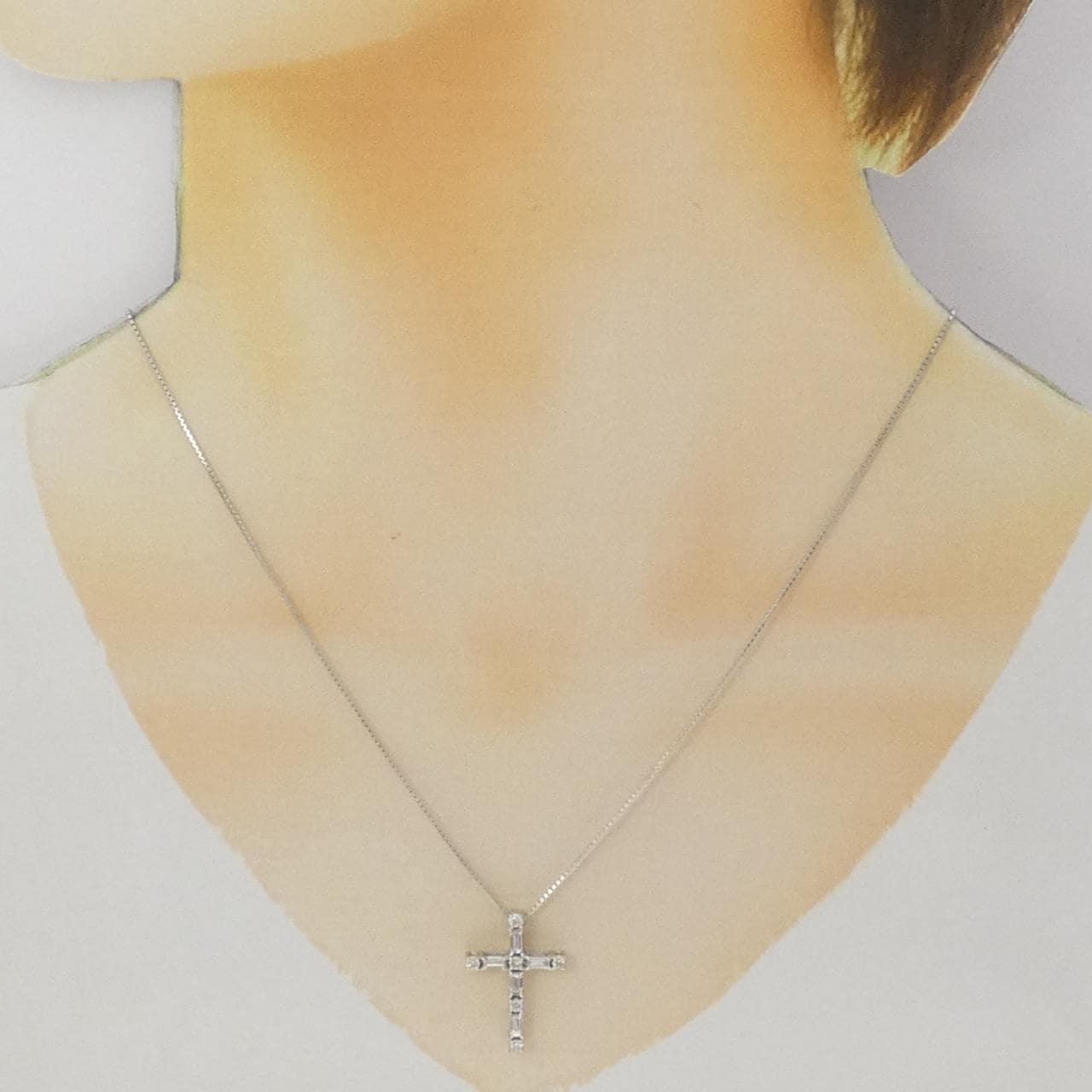 K18WG クロス ダイヤモンド ネックレス 0.53CT